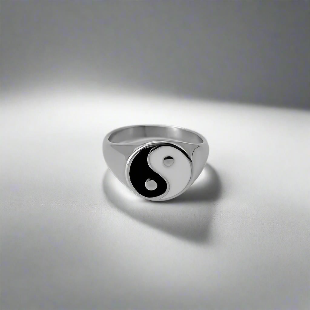Uniseksowy pierścionek Yin Yang z emalią