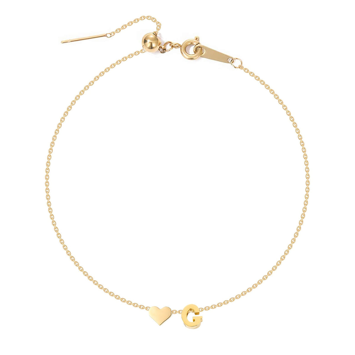 Dainty Initial Heart Bracelet