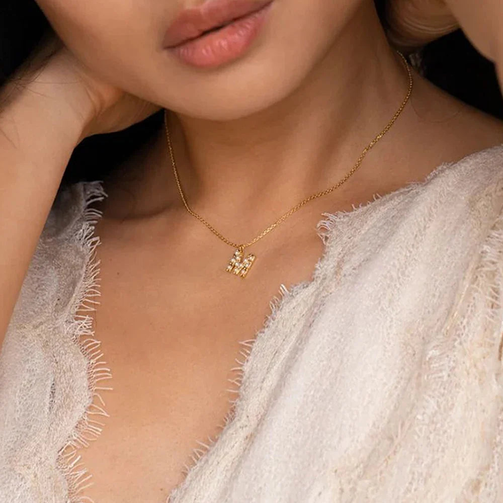 Dainty Pearl Initial Pendant