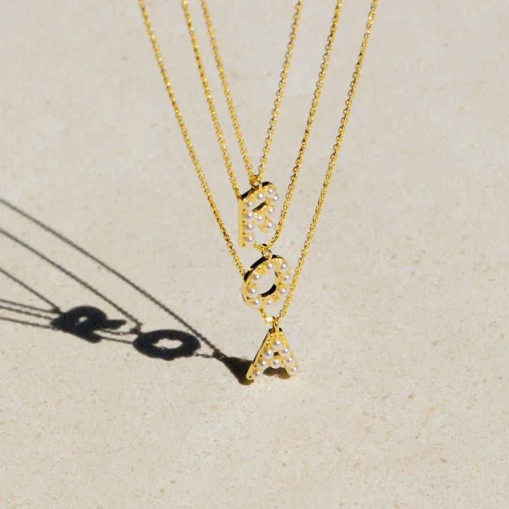 Dainty Pearl Initial Pendant