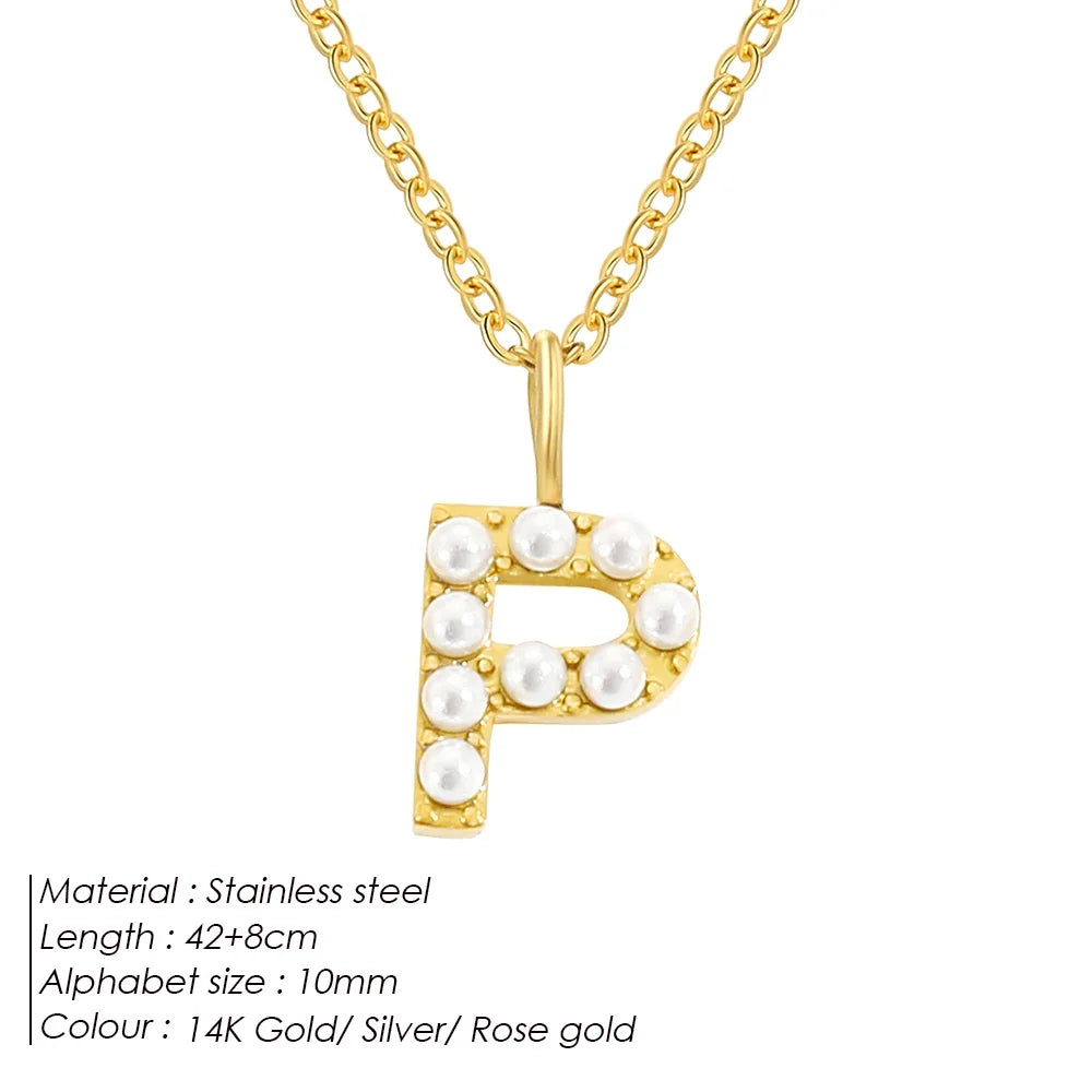 Dainty Pearl Initial Pendant